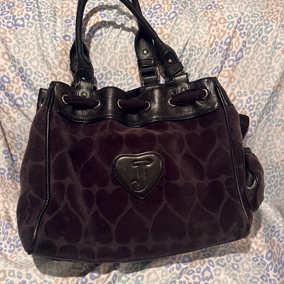 SOLD Vintage Black Juicy Couture Purse Mini Tote Bag Daydreamer Heart Y2K - Picture 7 of 10